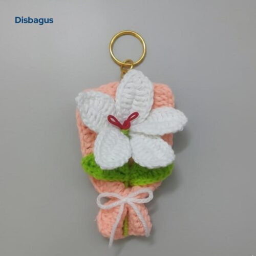 White Flower Keychain