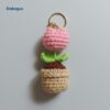 Pink Tulip Mini Pot Keychain