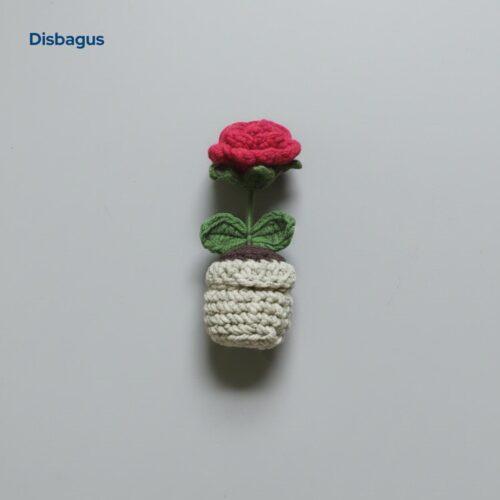 Red Rose Mini Pot Keychain