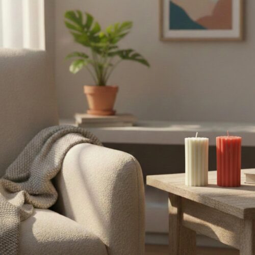 Striped Medium Cylindrical Candle